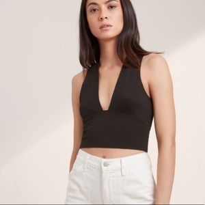 Aritzia Wilfred free crop top black